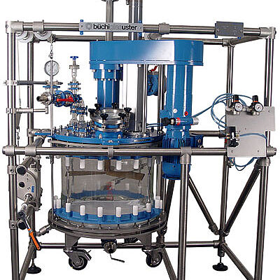 140 Liter Nutschenfilter mit ATEX Rührwerk, pneumatische Höhenverstellung des Rührers