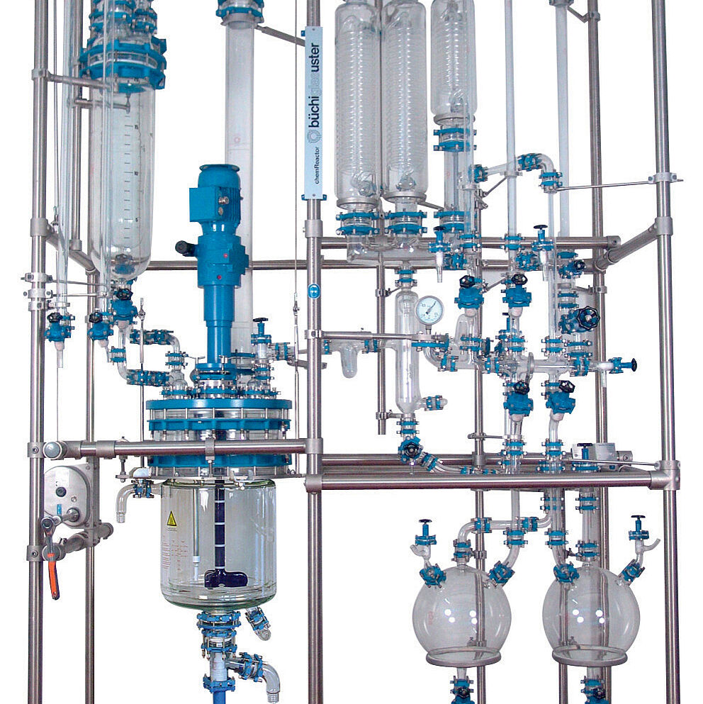 GR60 chemReaktor Glasreaktor mit vertikalen Spiralkühlern