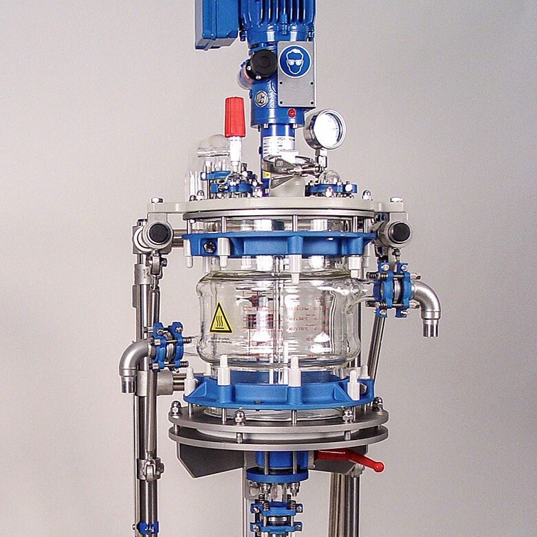 Peptid-Synthesizer 10 Liter mit Heiz-/Kühlmantel, motorisiertem Ankerrührer, austauschbarem Rührerdesign