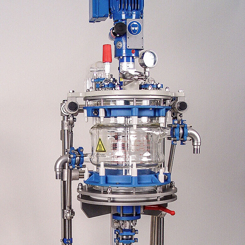 Peptid-Synthesizer 10 Liter mit Heiz-/Kühlmantel, motorisiertem Ankerrührer, austauschbarem Rührerdesign