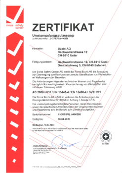 Zertifikat: Umstempelungszulassung