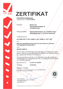 Herstellerzulassung nach Druckgeräterichtlinie