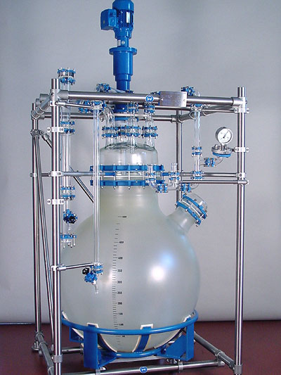 Zylindrischer Glas Reaktor mit ECTFE Glasschutzbeschichtung