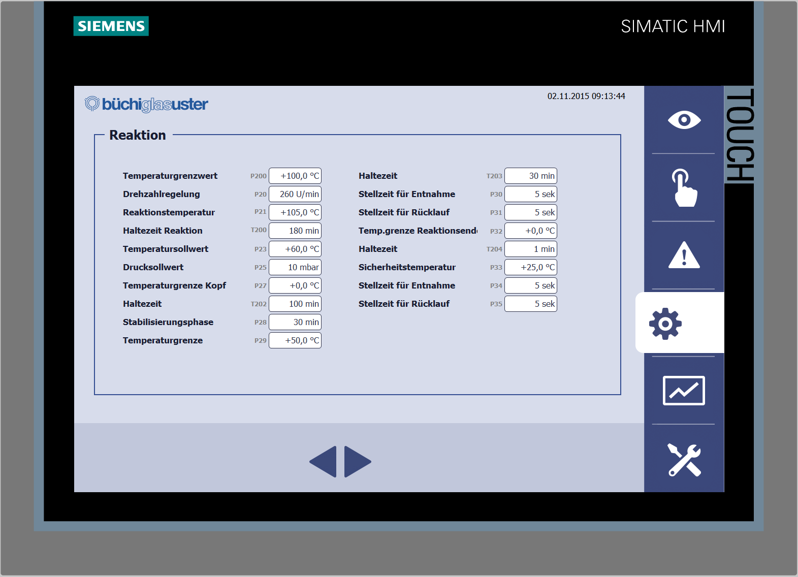 PLC control system reflux column process parameters